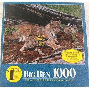Big Ben Jigsaw Puzzle 1000 Pieces Lynx Mother and Kittens